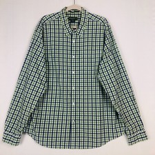 Eddie Bauer Dress Shirt Green Blue Plaid Sz-2XL Classic Fit Button Up