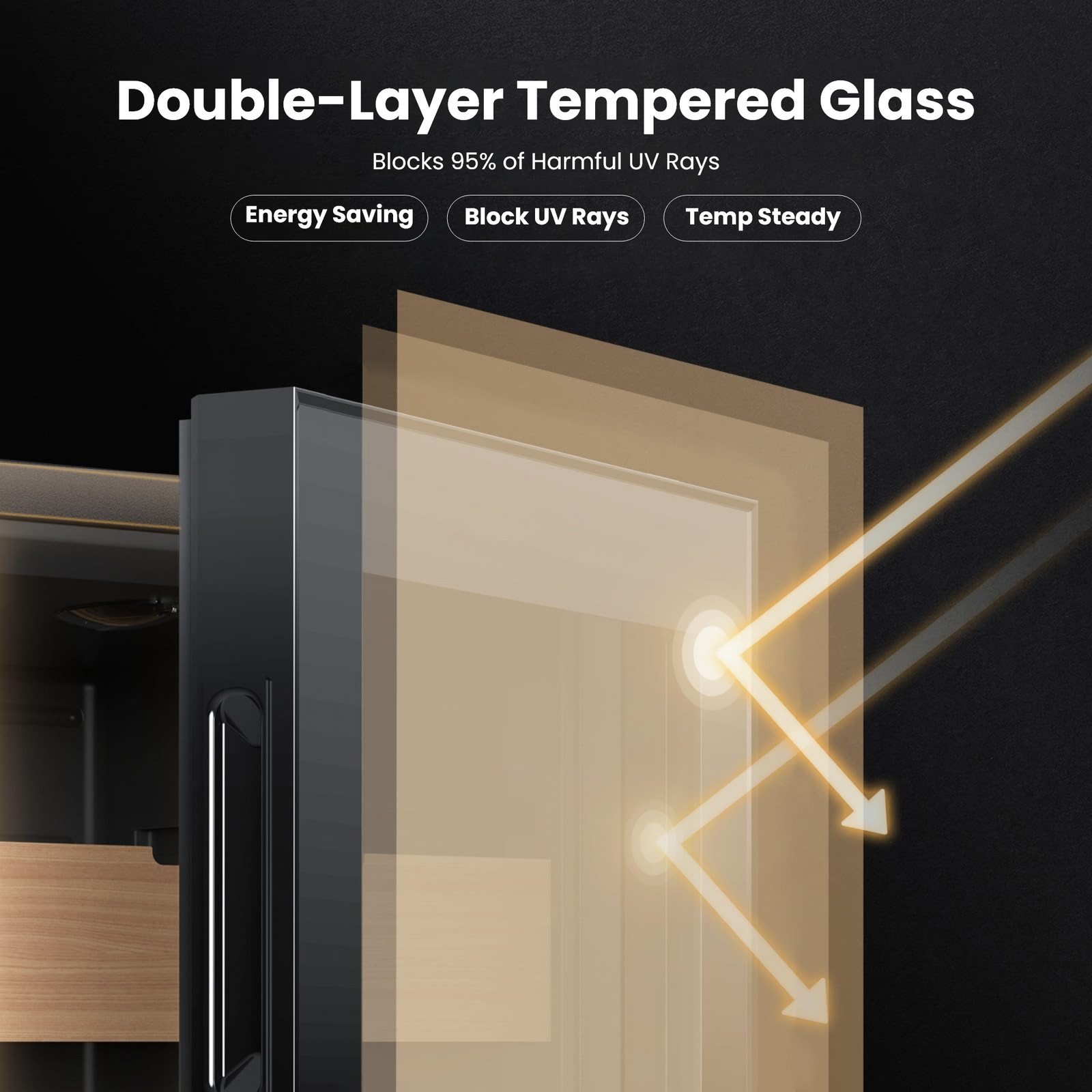 Yeego 24" Wine Cooler Beverage Refrigerator Under Counter Fridge With Glass Door