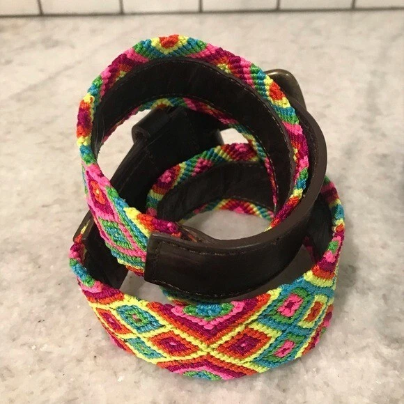 Cinturón Chiapas Tejido Conjunto Ecléctico Mujer Pequeño Algodón Caramelo Boho Multicolor Foto 2 de 4
