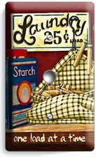 RETRO VINTAGE LAUNDRY ROOM BATHROOM LIGHT DIMMER CABLE WALL PLATE HOME ART DECOR