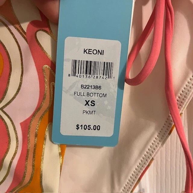 Traje de baño Beach Bunny parte inferior completa estampado retro corbata lateral bikini XS Foto 4 de 4