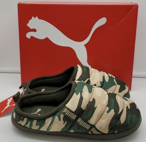 PUMA new Mens Scuff Camo Quilted Comfort Slipper Shoes Brown/Green Black sz 7