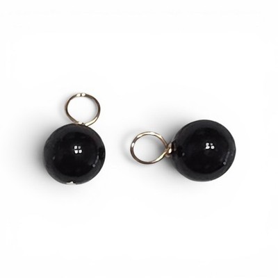 8mm Round Black Onyx Earring Charms Rose, YG Filled or Solid Sterling