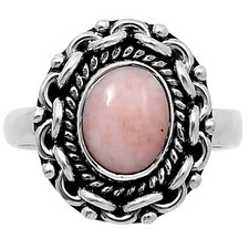 Natural Pink Opal 925 Sterling Silver Ring Size 7  Wholesale Jewelry USA
