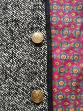 Trachtenjanker 40 schwarz-weiß Wolle gemustertes Innenfutter nostra es devs spes