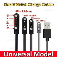 Universal Magnetic Smart Watch Charger USB Cable 2Pin 4Pin 4mm 7.62mm Dock