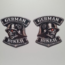 2x GERMAN BIKER Skull Auto Aufkleber Oldschool Motorrad Sticker  Totenkopf Deko