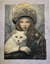 Handmade 3D Greeting Cards Winter Cat SCRAPZ By Kim