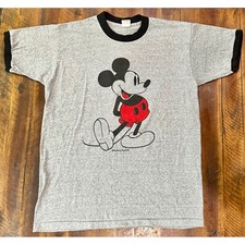 Vintage Tropix Togs Disney Mickey Mouse Ringer T-Shirt Gray Black XL USA Made