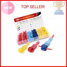 Nilight - 50004R 120 Pcs/60 Pairs Quick Splice Wire Terminals T-Tap Self-strippi