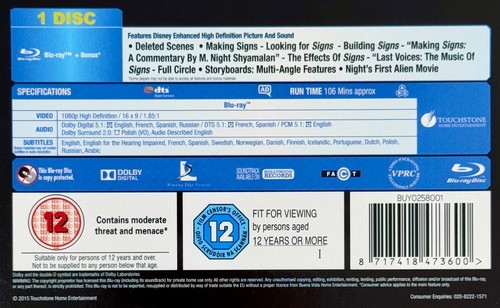 SIGNS - UK EXCLUSIVE BLU RAY STEELBOOK (READ DESCRIPTION) - Picture 7 of 7