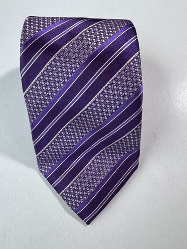 CANALI PURPLE STRIPED DESIGN 100% SILK NECK TIE 59" WIDTH 3.5"