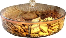 Clear Divided Snack Serving Tray with Lid 6 Compartment Party Platter Rose Gold