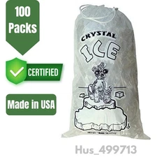 100 Plastic Ice Bags With Drawstring NEW   10 LB, Heavy Duty