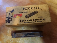 VTG. BURNHAM BROTHERS S-2 CLOSE RANGE FOX CALL W/BOX. NICE!
