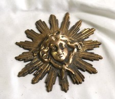 Cara de dama, fundición de bronce, apliques, lámparas de araña, muebles, 4" de diámetro
