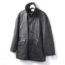 80s Vintage French Army Firefighter Leather Coat