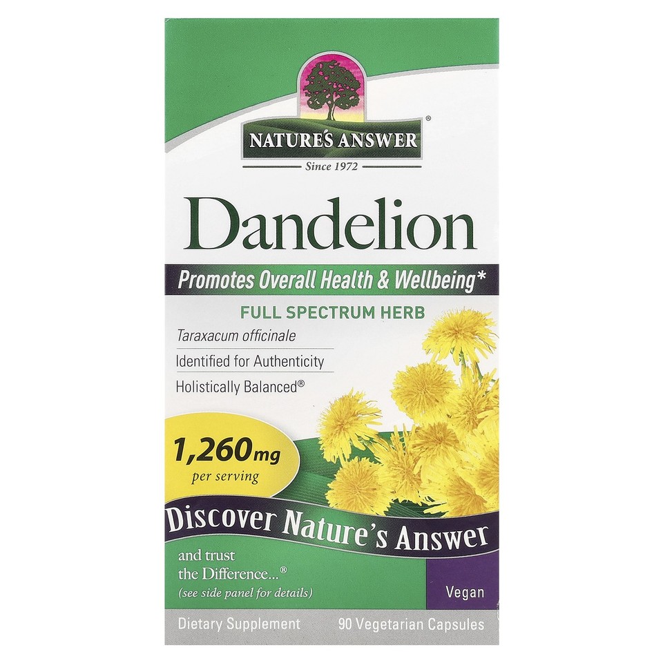 Nature's Answer, Dandelion, 1,260 mg, 90 Vegetarian Capsules Vegan, Kosher Parve