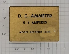 MRC DCA-0819 Model Rectifier Corp. Panel Mount DC Ammeter 0-6 Amperes