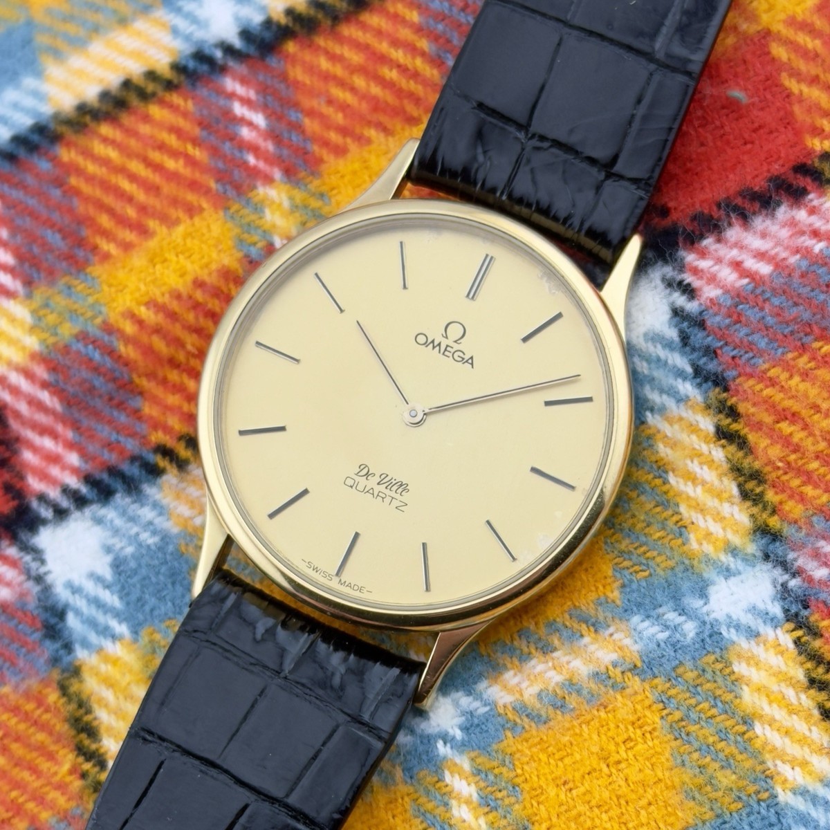 Vintage 1980 Omega De Ville Quartz - Gold Dial - Ref 191.0130
