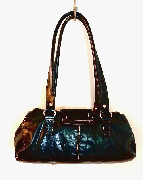 Bolso de Mano WILSONS CUERO Negro, Cierre de Latón 13 "x 3" Foto 3 de 4