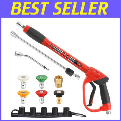 #ad Pressure Washer Gun Set 30 Degree Curved Rod 5 Nozzles $70.38