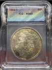 1884 o MS 63 Morgan Silver Dollar In ICG Toner Slab
