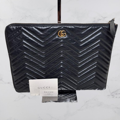 Authentische Gucci GG Marmont Second Bag Clutch Tasche Leder Schwarz Made in ...