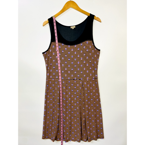 Cremieux Women's Sundress Large Orange Striped Flare Sheer Dress Beach Polkadot - Picture 7 of 10