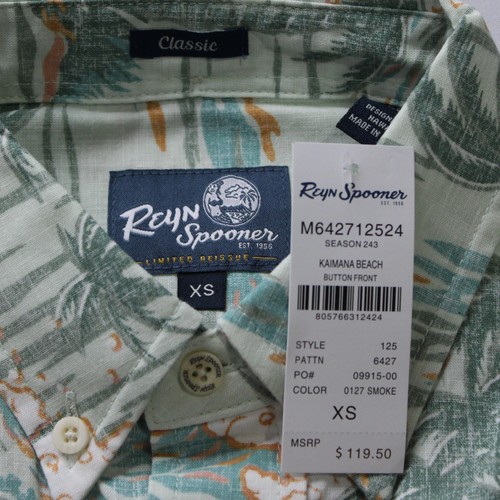 Reyn Spooner Men's Kaimana Beach Print Button Down Shirt AR8 Smoke Size XS - Picture 4 of 6