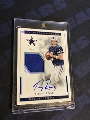 2016-2017 National Treasures Tony Romo Auto Patch Red 5/5 Bookend