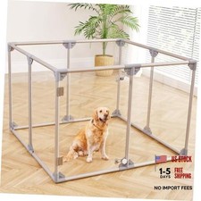 Clear Acrylic Dog Playpen, 8 Panels 29.5 Inch 29.5 in height 8 Pcs Silver gray