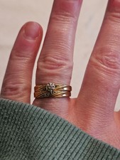 Vintage 10k Yellow Gold And Diamond Wedding Set / Size 6 / 2.9g