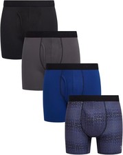 Reebok Mens Boxer Briefs - 4 Pack Stretch Performance Boxers for Men with Functi