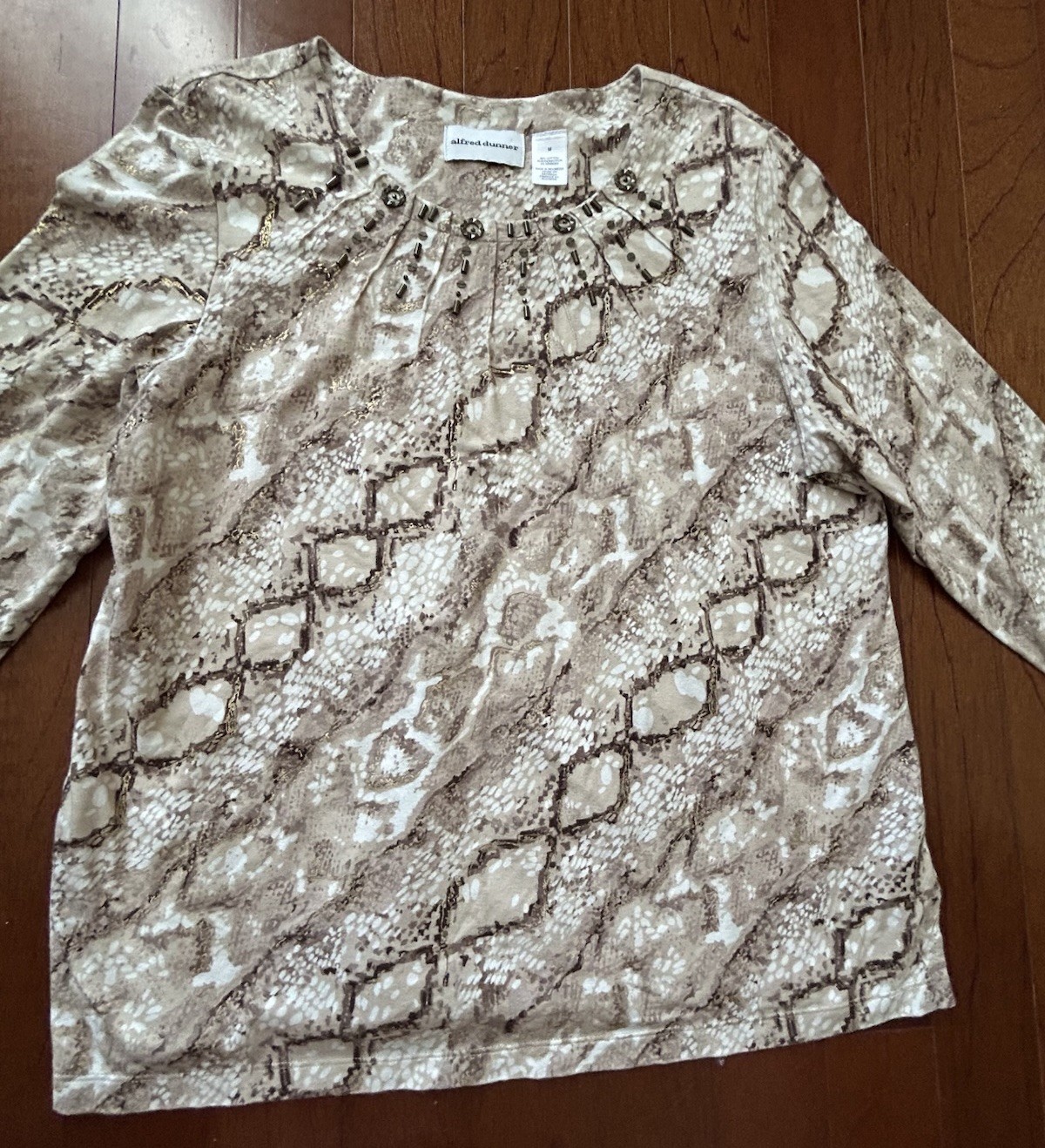 Alfred Dunner Beaded Python Print Top Cotton Blen… - image 3