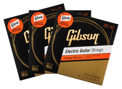 Gibson SEG-HVR9 Vintage Reissue Electric 009-042 3er Set E-Gitarre Saiten Satz