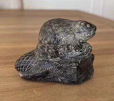 A Wolf Original Beaver Sculpture Original Hand Carved - Canada - 4”