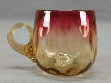 New England Victorian Blown Optic Molded Amberina Glass Punch Cup C.1880-1890s B