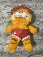 Vintage Garfield Plush with Red Exercise Shorts and Headband by Rakin 1981