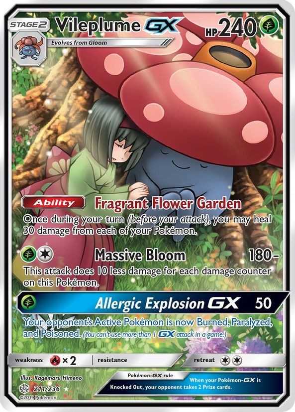 Vileplume GX - 211/236 - Pokemon Cosmic Eclipse Sun & Moon Full Art Card NM