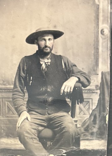 1860s CALIFORNIA FRONTIERSMAN / GOLD MINERS - 3 TINTYPE PHOTOS - Bild 2 von 4