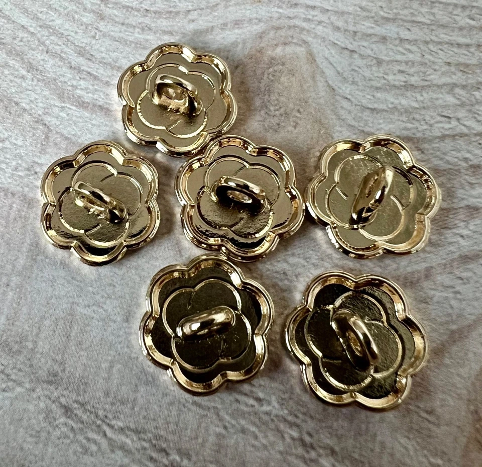 Gold Schwarz Set 6 Knöpfe Chanel CC Ersatzknöpfe Ø 12 mm Metall Knöpfe Designer - Bild 3 von 4