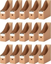 15-Pack Foldable Cardboard Magazine File Organizer Boxes Brown