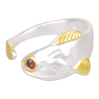 Adjustable Goldfish Ring Two Tone Design Lightweight Alloy Jewelry For Everyday