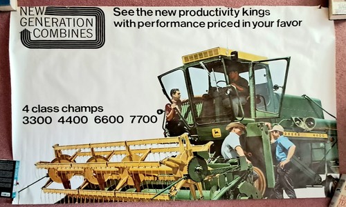 Original 1972 John Deere Combine Large Poster 75" X 50" New Generation Combines