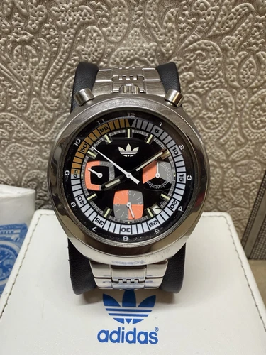 RARISSIMO cronografo vintage Adidas SC 702 Bullhead scatola originale documenti GUARDA