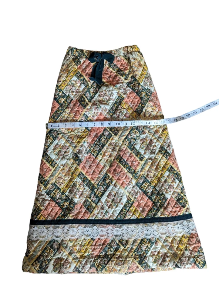 Maxi falda acolchada de retazos vintage años 70 hecha a mano para niños niñas Foto 4 de 4