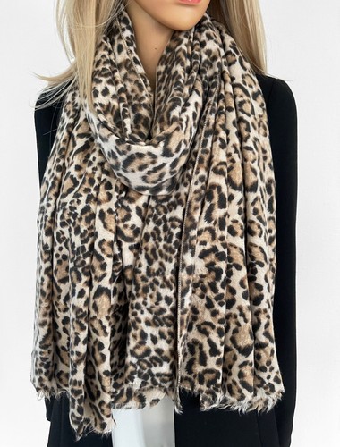 Large Leopard Print Scarf with Stripes Animal Zebra Big Long Shawl Summer Winter - Picture 751 of 818