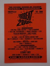 Rave Flyer Eurobeat200 at The Limelight Shaftsbury Av. London A5 MINT paper.