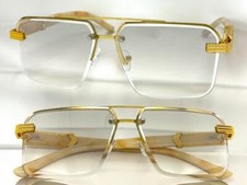 CLASSY Elegant Hip Hop Party Club Clear Lens Slight Tint SUN GLASSES Gold Frame